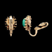 14K Yellow Gold Estate Turquoise Clip On Earrings