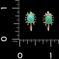 14K Yellow Gold Estate Turquoise Clip On Earrings