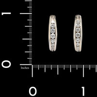 14K White Gold Estate Diamond Half Hoop Earrings