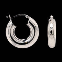 14K White Gold Estate Hoop Earrings