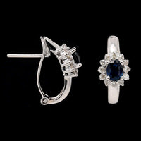 14K White Gold Estate Sapphire and Diamond Earrings