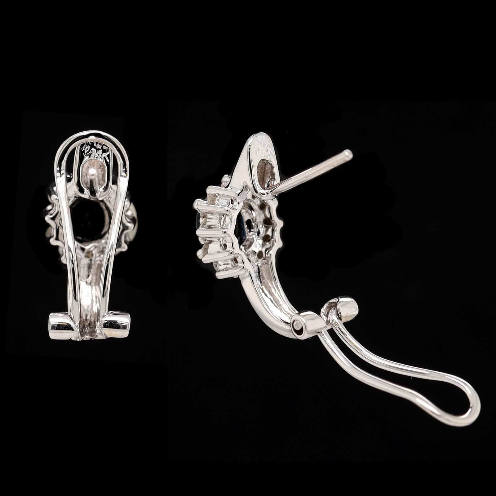14K White Gold Estate Sapphire and Diamond Earrings
