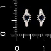 14K White Gold Estate Sapphire and Diamond Earrings