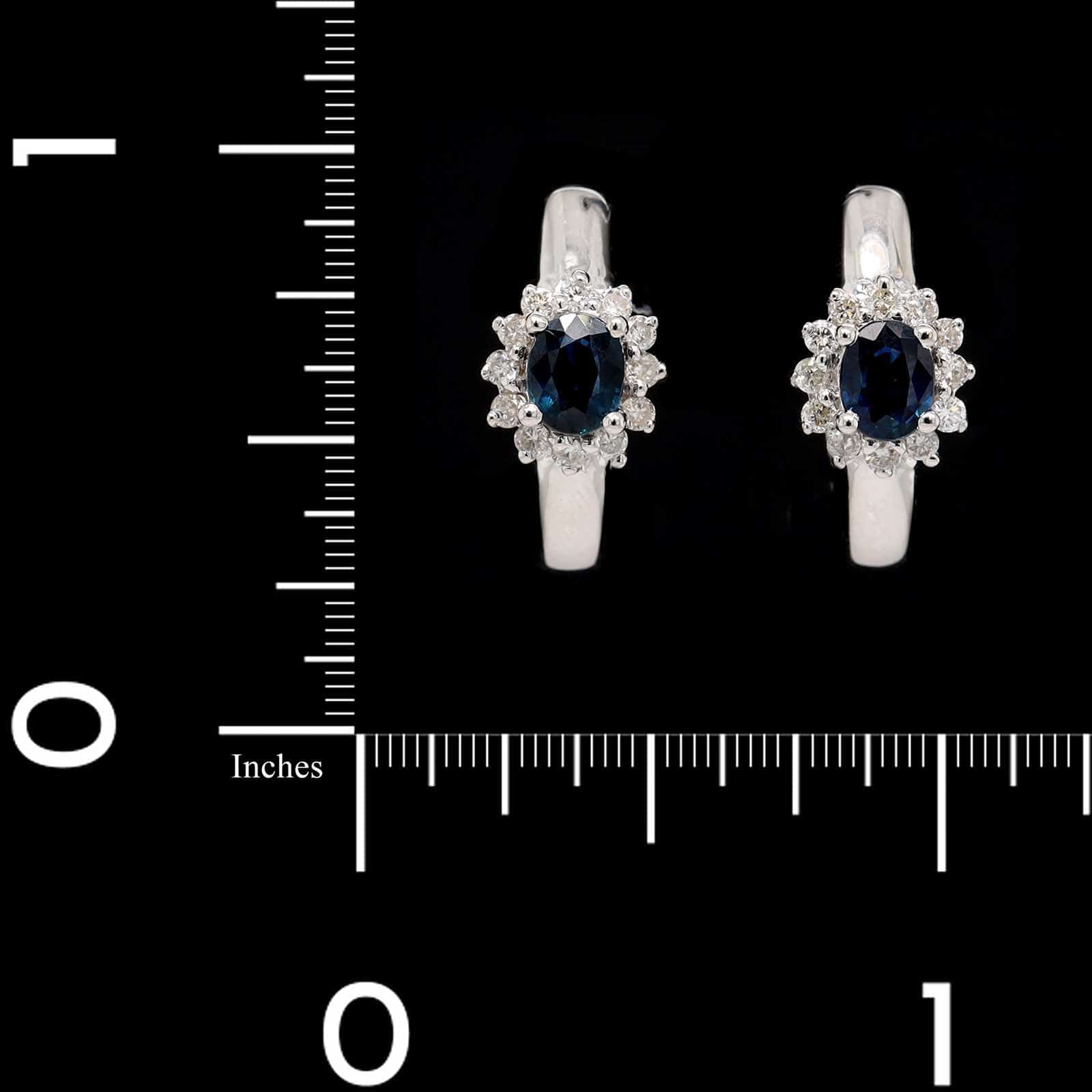 14K White Gold Estate Sapphire and Diamond Earrings
