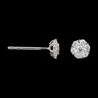 Memoire 18K White Gold Estate Diamond Flower Earrings