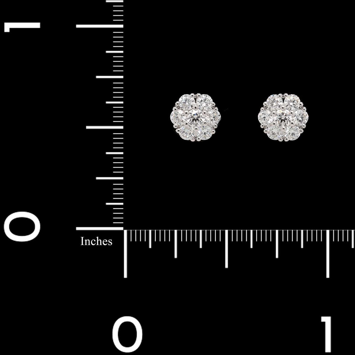 Memoire 18K White Gold Estate Diamond Flower Earrings