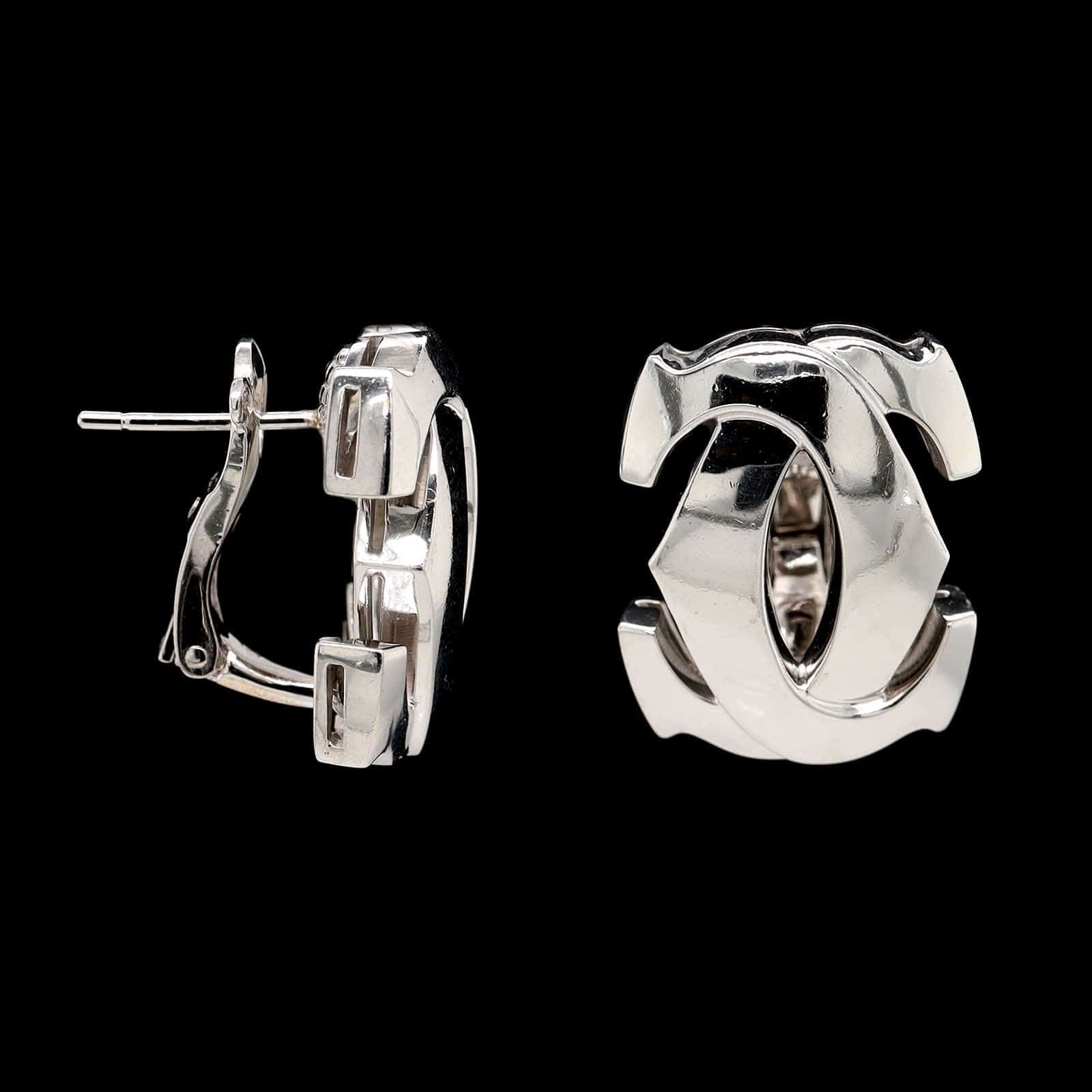 Cartier 18K White Gold Estate Penelope Double C De Cartier Earrings, France