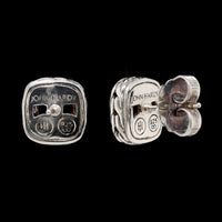 John Hardy Sterling Silver Estate Classic Chain Cushion Citrine Stud Earrings