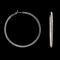 14K White Gold Estate Diamond Hoop Earrings