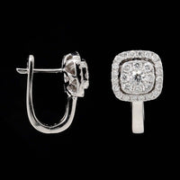 14K White Gold Estate Diamond Hoop Earrings