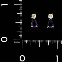 14K Yellow Gold Estate Sapphire and Diamond Stud Earrings