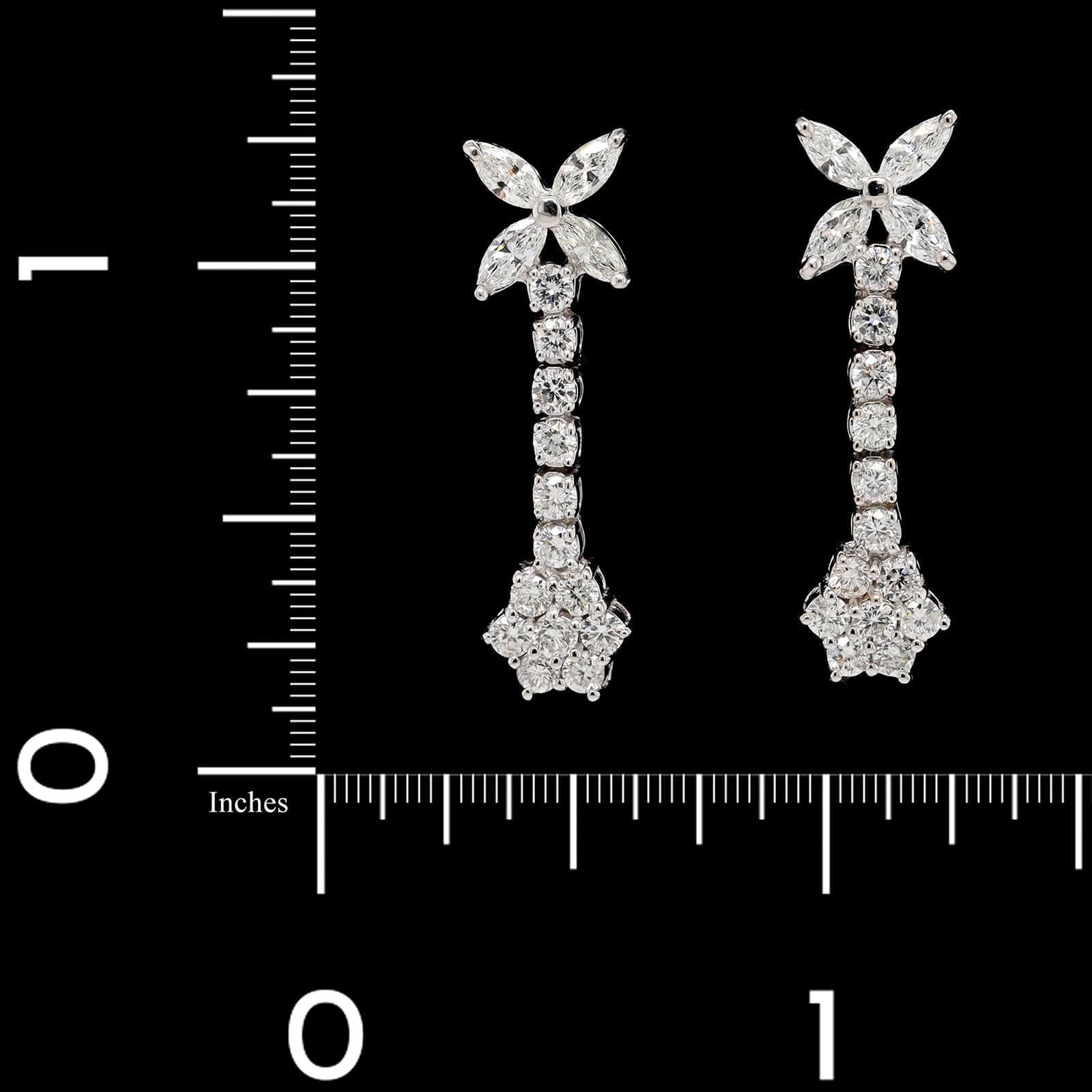 14K White Gold Estate Diamond Drop Earrings