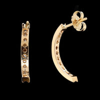 14K Yellow Gold Estate Diamond Half Hoop Earrings