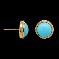 14K Yellow Gold Estate Turquoise Studs Earrings