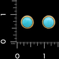 14K Yellow Gold Estate Turquoise Studs Earrings