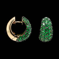 Piranesi 18K Yellow Gold Estate Tsavorite Dome Huggie Earrings