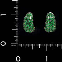 Piranesi 18K Yellow Gold Estate Tsavorite Dome Huggie Earrings