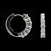 14K White Gold Estate Diamond Hoop Earrings