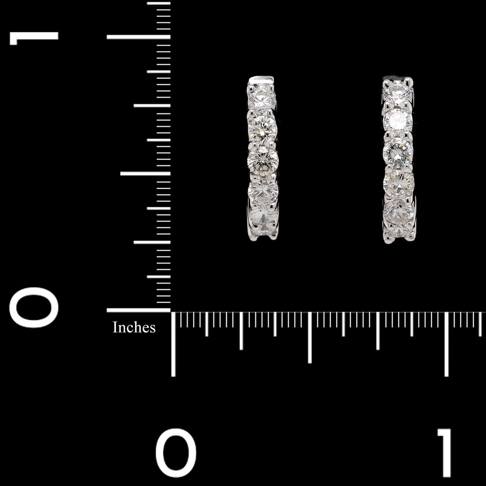 14K White Gold Estate Diamond Hoop Earrings