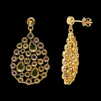 14K Yellow Gold Estate Multi-Color Sapphire Drop Earrings