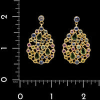 14K Yellow Gold Estate Multi-Color Sapphire Drop Earrings