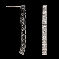 Vintage Art Deco 14K White Gold Estate Diamond Drop Earrings