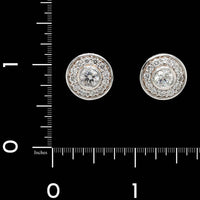 14K White Gold Estate Diamond Stud Halo Earrings