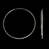 14K White Gold Estate Diamond Hoop Earrings