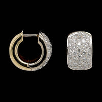 14K Two-tone Estate Diamond Huggie Hoop Earrings