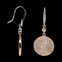 14K Two-tone Gold Estate Diamond Circle Drop Earrings