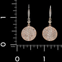 14K Two-tone Gold Estate Diamond Circle Drop Earrings