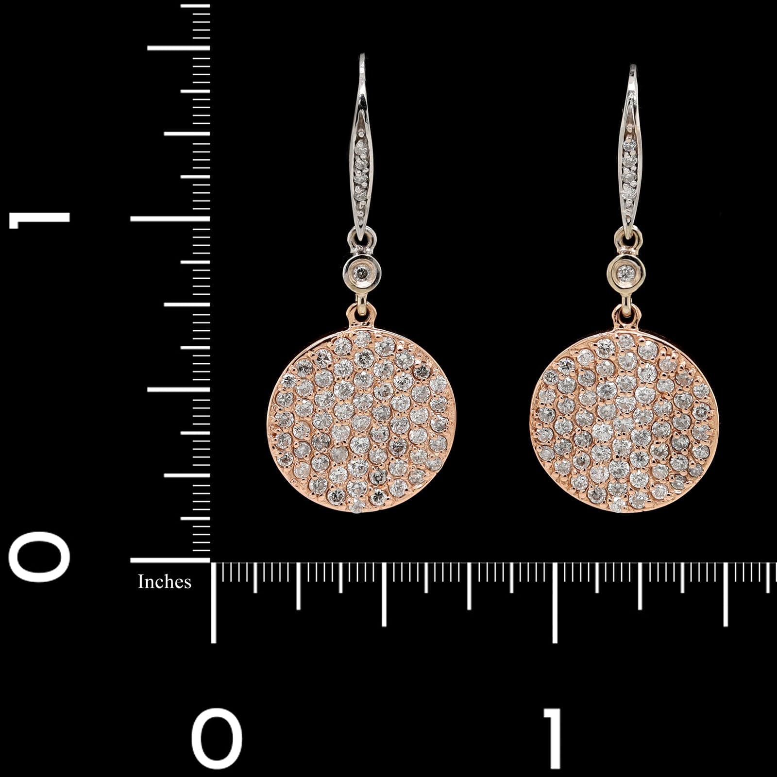 14K Two-tone Gold Estate Diamond Circle Drop Earrings