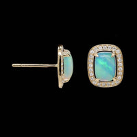 14K Yellow Gold Estate Opal and Diamond Earrings