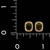 14K Yellow Gold Estate Opal and Diamond Earrings