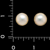 14K Yellow Gold Estate Cultured Mabe Pearl Earrings