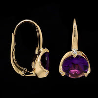 Carelle 18K Yellow Gold Estate Amethyst and Diamond Earrings
