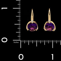 Carelle 18K Yellow Gold Estate Amethyst and Diamond Earrings