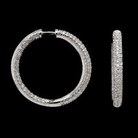 18K White Gold Estate Diamond Inside Outside Hoops