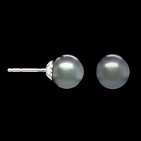 Mikimoto 18K White Gold Estate Black South Sea Cultured Pearl Stud Earrings