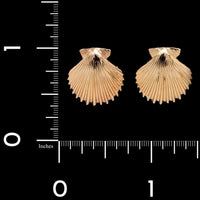 14K Yellow Gold Estate Shell Earrings