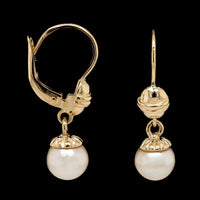 14K Yellow Gold Estate Cultured Pearl Earrings