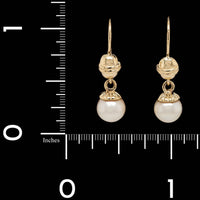 14K Yellow Gold Estate Cultured Pearl Earrings