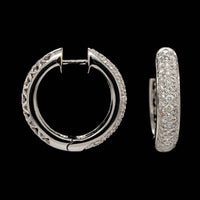 18K White Gold Estate Diamond Hoop Earrings