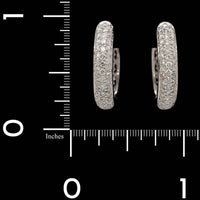 18K White Gold Estate Diamond Hoop Earrings