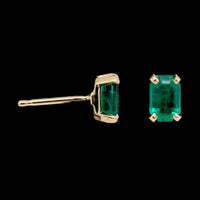 14K Yellow Gold Estate Emerald Stud Earrings