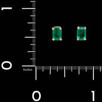 14K Yellow Gold Estate Emerald Stud Earrings