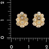 18K Yellow Gold Estate Diamond Honeycomb Earrings