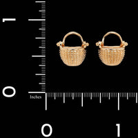 14K Yellow Gold Estate Nantucket Basket Earrings