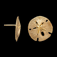 14K Yellow Gold Estate Sand Dollar Earrings