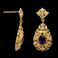 14K Two-tone Gold Estate Amethyst Earrings